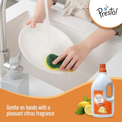 Amazon Brand - Presto! Citrus Dishwash Gel | 2 Litre | Cuts Tough Grease | Safe On Hands - Image 2