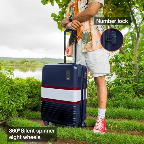 Nasher Miles Mexico Hard-Sided Polycarbonate Check-in Luggage 28 inch | 75cm | 8 Wheels Large Trolley Bag for Travel | Suitcase (Navy Blue White) - Image 4