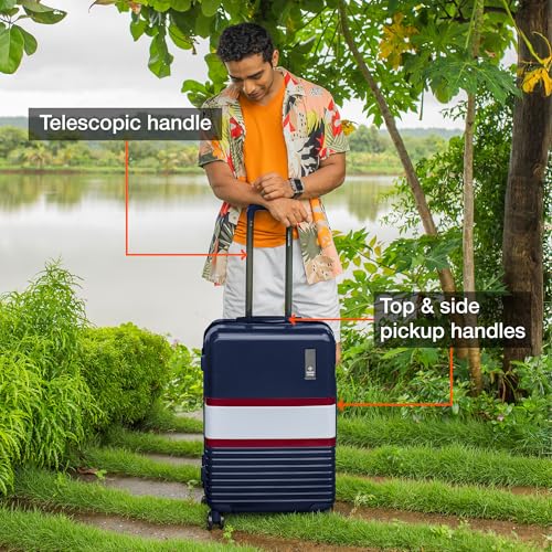 Nasher Miles Mexico Hard-Sided Polycarbonate Check-in Luggage 28 inch | 75cm | 8 Wheels Large Trolley Bag for Travel | Suitcase (Navy Blue White) - Image 5