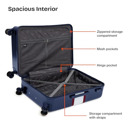 Nasher Miles Mexico Hard-Sided Polycarbonate Check-in Luggage 28 inch | 75cm | 8 Wheels Large Trolley Bag for Travel | Suitcase (Navy Blue White) - Image 6