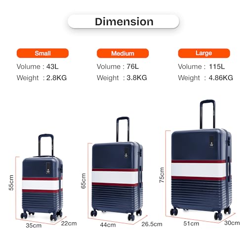Nasher Miles Mexico Hard-Sided Polycarbonate Check-in Luggage 28 inch | 75cm | 8 Wheels Large Trolley Bag for Travel | Suitcase (Navy Blue White) - Image 7