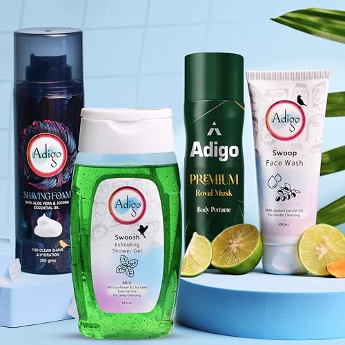 Men’s Daily Care Kit | Men’s Grooming Kit with Face Wash, Exfoliating Shower Gel, Shaving Foam & Long-Lasting Body Perfume | Complete Skincare & Fragrance Gift Set
