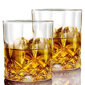 Premium Crystal Old Fashioned Whiskey Glasses, 300 ml, Set of 2, Transparent Tumblers, Perfect for Scotch, Bourbon, Wine, Cocktails, Gift for Whisky Lovers (2, Dukati 300ml)