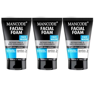 Mancode Detoxifying Face Wash for Men - Clear Skin, Oil Control, Acne Defense, Dark Spot Reduction, Pollution Protection - Pack of 3 | Men's Skincare 100ml X 3