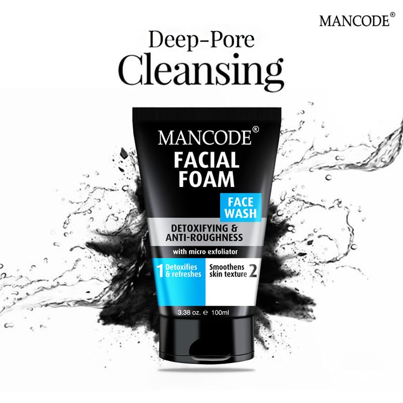 Mancode Detoxifying Face Wash for Men - Clear Skin, Oil Control, Acne Defense, Dark Spot Reduction, Pollution Protection - Pack of 3 | Men's Skincare 100ml X 3 - Image 3