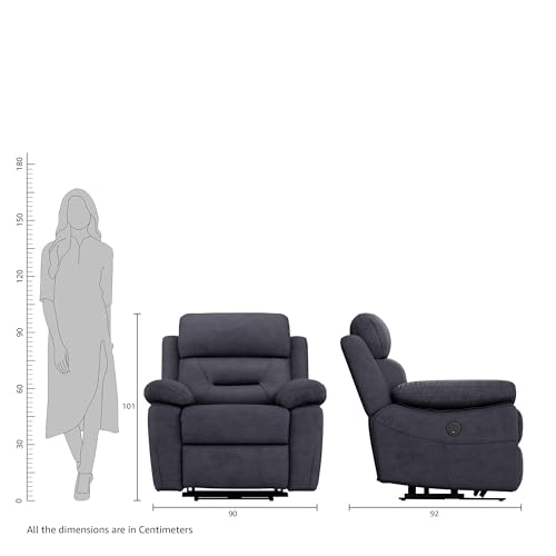 Amazon Brand - Solimo Garcin Motorized 1 Seater Fabric Recliner (Grey) - Image 3