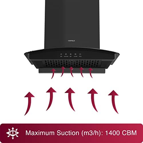 Hafele Curve Bolt 60 Auto Clean Wall Mounted Chimney (Black 1400 CMH) - Image 3