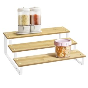 Lonian 3 Tier Spice Rack Organizer, Countertop Step Shelf Spice Storage Holder for Kitchen Cabinet Cupboard Pantry, Metal, Black