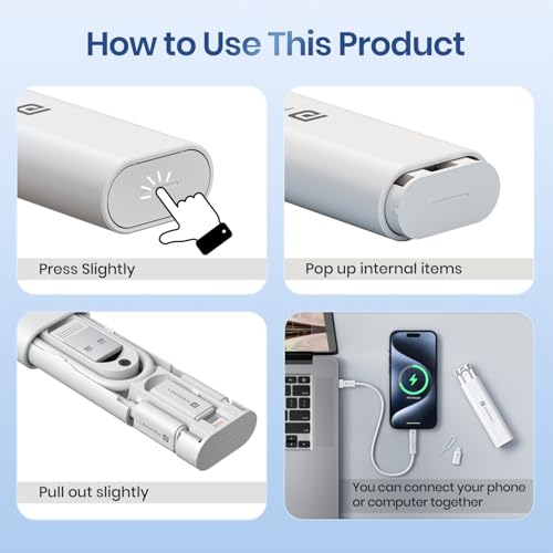 Portronics Snapcase 3 60W Multifunctional Fast Charging Data Cable Kit, Conversion Set USB A & Type C to Male Micro/Type C/Lightning, Data Transfer, Sim Storage, Sim Eject Pin, Pocket Size(White) - Image 4