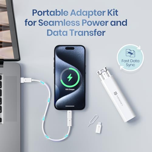 Portronics Snapcase 3 60W Multifunctional Fast Charging Data Cable Kit, Conversion Set USB A & Type C to Male Micro/Type C/Lightning, Data Transfer, Sim Storage, Sim Eject Pin, Pocket Size(White) - Image 6