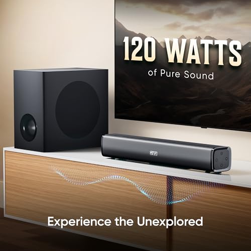 Mivi Fort H120 Soundbar - 120W Home Theatre Sound Bar, 2.1 Channel, 2 in-Built Speakers and 1 External Subwoofer, Multiple EQ & Input Modes, Made in India Sound bar for TV - Image 4