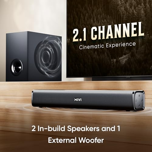 Mivi Fort H120 Soundbar - 120W Home Theatre Sound Bar, 2.1 Channel, 2 in-Built Speakers and 1 External Subwoofer, Multiple EQ & Input Modes, Made in India Sound bar for TV - Image 5