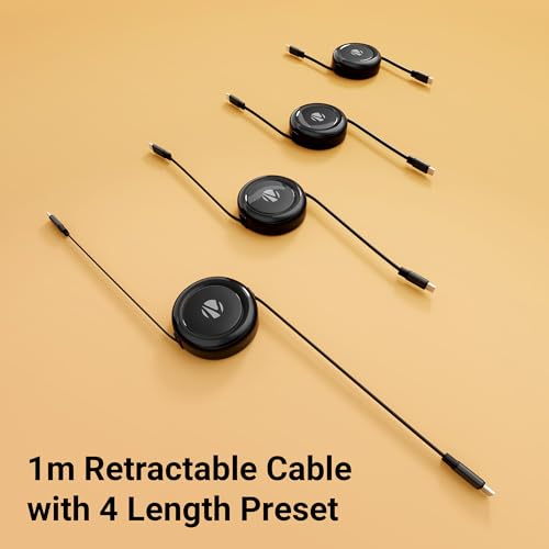 Zebronics Type C - Type C Retractable Cable, 60 Watts, Upto 480Mbps Data Sync, Fast Charging, 1 M, Compatible with iPhone 15 & 16 Series, iPad, MacBook, Samsung, Android (Wattz 60RCC1, Black) - Image 3