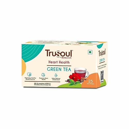 TruSoul By Baidyanath Natural Herbal Heart and Health Green Tea, Beneficial Properties of Hibiscus and Clove, Supports a Healthy Heart with Advantages of an Herbal Kadha (25 tea bags)