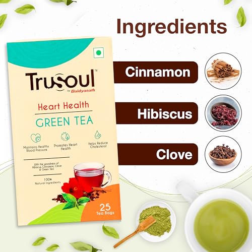 TruSoul By Baidyanath Natural Herbal Heart and Health Green Tea, Beneficial Properties of Hibiscus and Clove, Supports a Healthy Heart with Advantages of an Herbal Kadha (25 tea bags) - Image 6