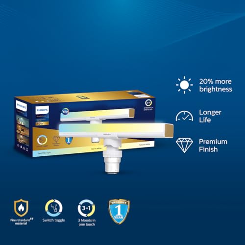 Philips 10W B22 LED T-Bulb | 3 Colors in 1 LED Bulb | Scene Switch T-Bulb for Home & Decoration | Color: Tunable White | Pack of 1 | Gold Perform Series - Image 4