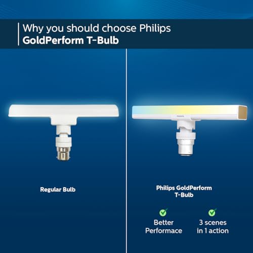 Philips 10W B22 LED T-Bulb | 3 Colors in 1 LED Bulb | Scene Switch T-Bulb for Home & Decoration | Color: Tunable White | Pack of 1 | Gold Perform Series - Image 5