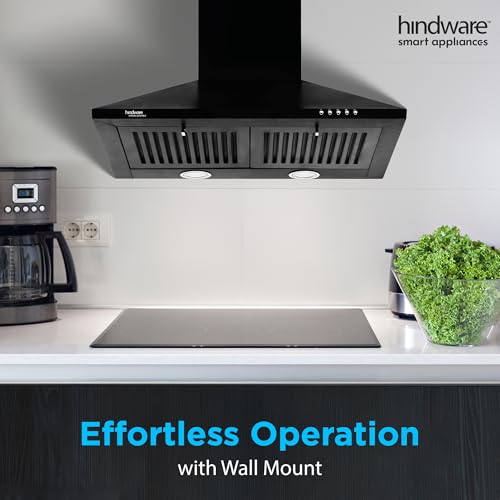 Hindware Smart Appliances | Marvia 60 cm Chimney | 1000 CMH | Pyramid | Push Button | Efficient Dual LED Lamps and Double Baffle Filter | 5 Yrs Warranty on Motor & 2 Yrs on Product (Black) - Image 4