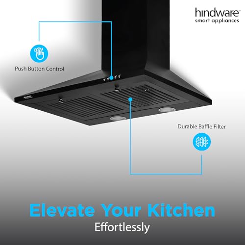 Hindware Smart Appliances | Marvia 60 cm Chimney | 1000 CMH | Pyramid | Push Button | Efficient Dual LED Lamps and Double Baffle Filter | 5 Yrs Warranty on Motor & 2 Yrs on Product (Black) - Image 7