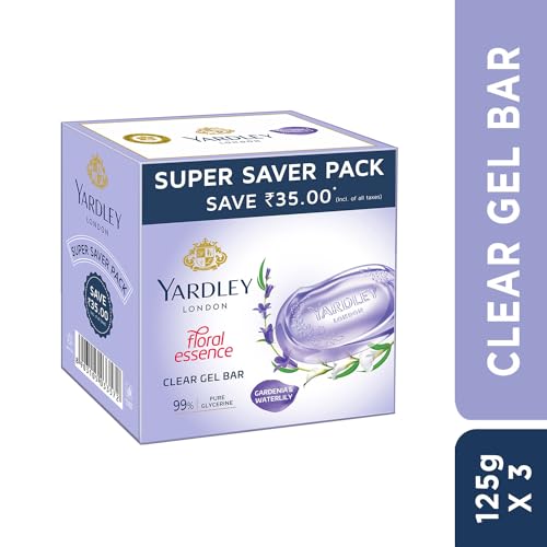 Yardley London Clear Gel Bar Gardenia And Waterlily - With 99% Pure Glycerin And Natural Floral Oils - 125Gx3 - Image 3