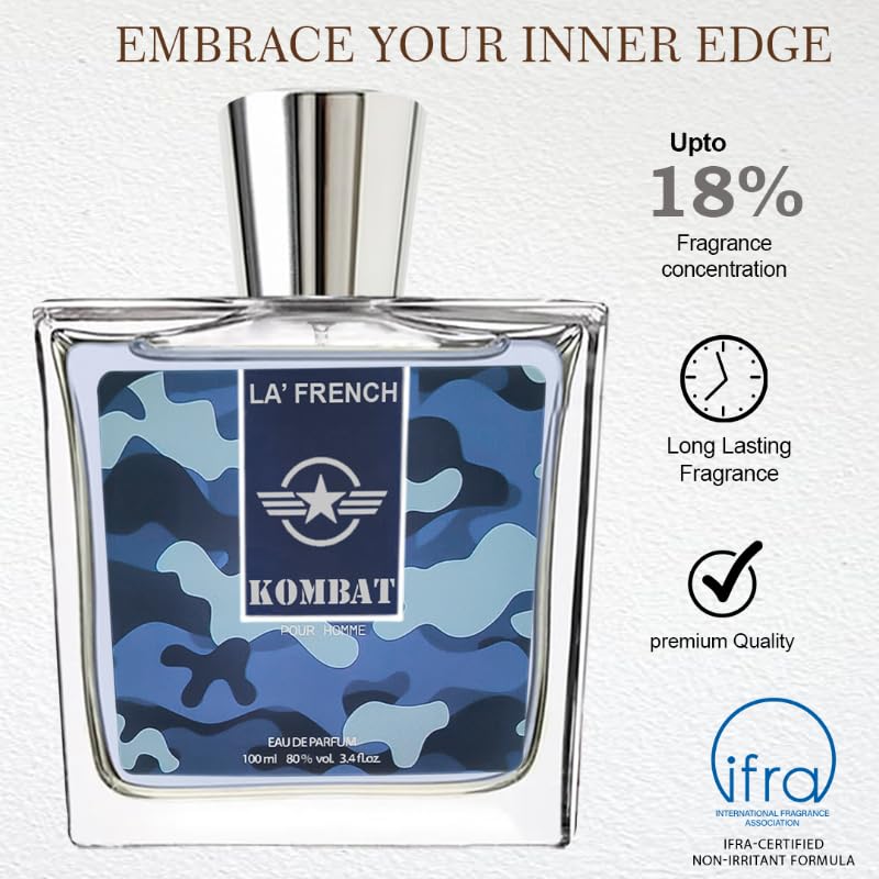 LA' French Kombat Perfume For Men,100ml,Eau De Parfum,Premium,Long Lasting,Intense Fresh Masculine Fragrance,Suitable For Every Occasion - Image 3