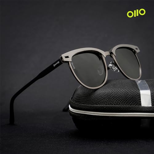 Eyewearlabs OKNO | Polarized Full Rim Alloy-Metal Branded Stylish Sunglasses For Men & Women | 100% UV Protection Shades | Cricket Sports Cycling Driving | Black Lens - Image 2