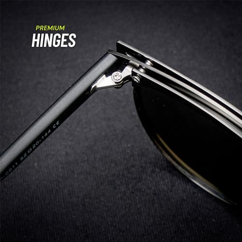 Eyewearlabs OKNO | Polarized Full Rim Alloy-Metal Branded Stylish Sunglasses For Men & Women | 100% UV Protection Shades | Cricket Sports Cycling Driving | Black Lens - Image 6