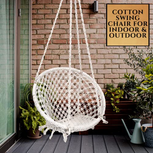 Patiofy Hammock Hanging Swing Chair || Swing for Adult & Kids || Swing for Home Balcony Garden|| Jhoola for Living Room for Adults || Without Accessories Zula (Off-White, Cotton) - Image 3