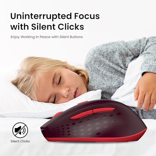 Portronics Toad 32 Wireless Mouse with 6 Buttons, 2.4 GHz Connectivity, 10m Working Range, Ergonomic Design, Adjustable Optical DPI, Auto Power Saving, for Laptop & PC (Red) - Image 5