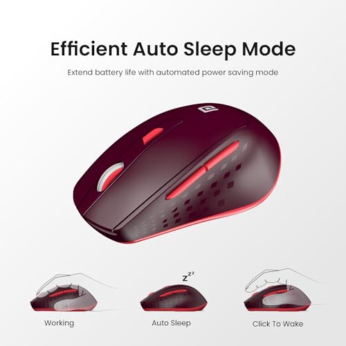 Portronics Toad 32 Wireless Mouse with 6 Buttons, 2.4 GHz Connectivity, 10m Working Range, Ergonomic Design, Adjustable Optical DPI, Auto Power Saving, for Laptop & PC (Red) - Image 7