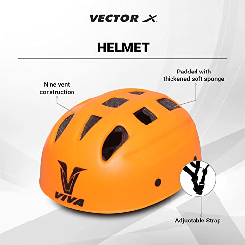 Viva Protective Set Protective Set (Knee/Elbow/Wrist Guard) Multi Purpose Safety Kit for Skateboarding, Roller Skating, Inline Skating, Cycling and Other Sports (Junior, Orange) - Image 2