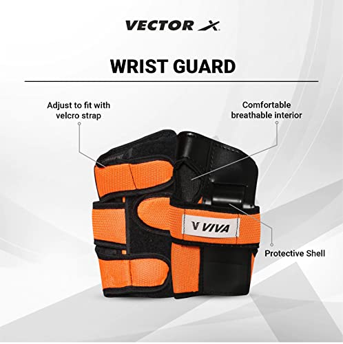 Viva Protective Set Protective Set (Knee/Elbow/Wrist Guard) Multi Purpose Safety Kit for Skateboarding, Roller Skating, Inline Skating, Cycling and Other Sports (Junior, Orange) - Image 4