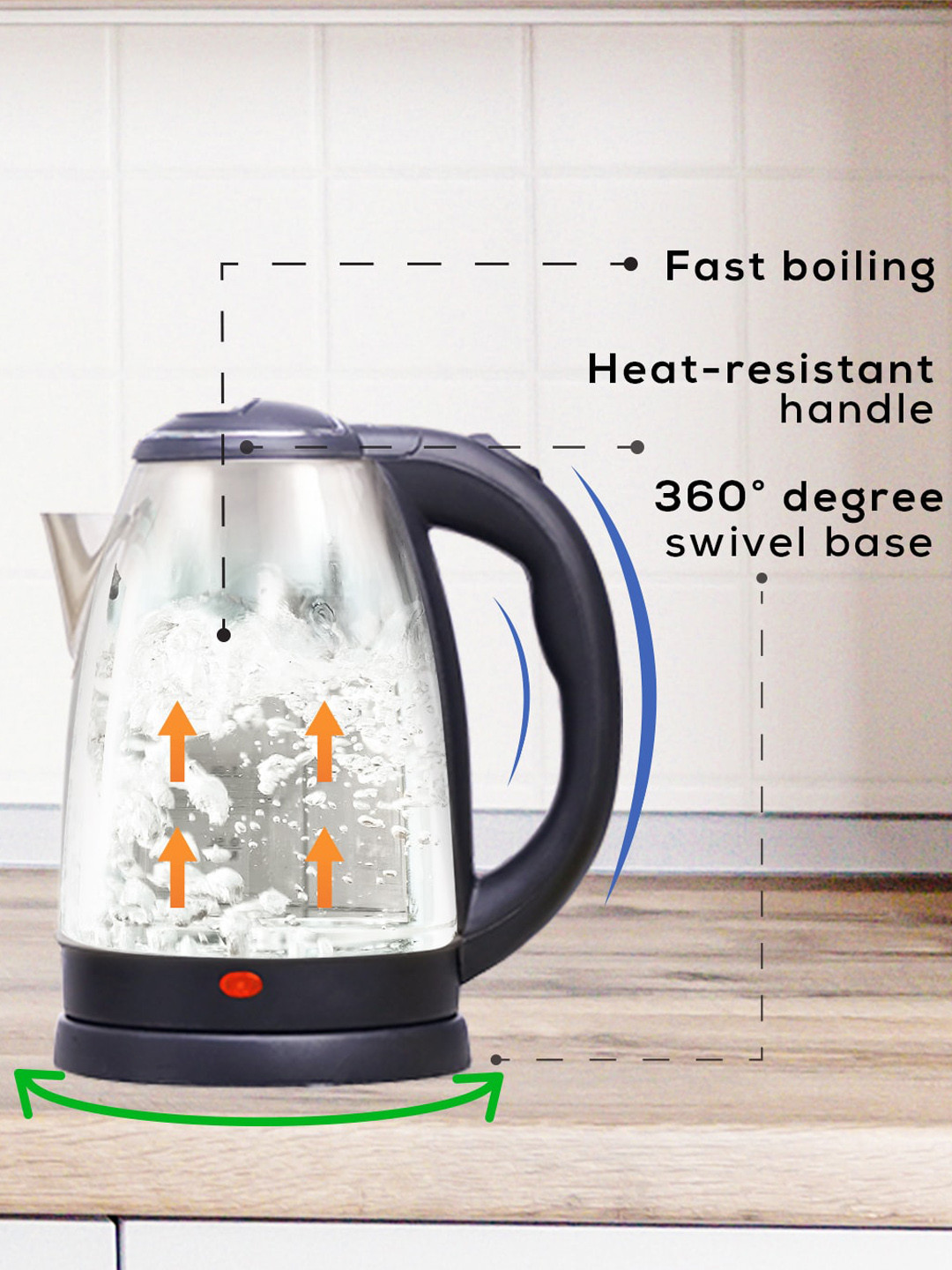 Wonderchef Electric Kettle With Stainless Steel Water Bottle - 1.8 L - Image 4