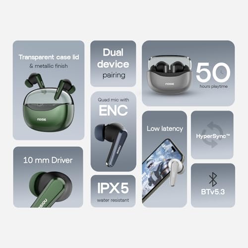 Noise Newly Launched Buds VS601 in Ear Truly Wireless Earbuds with 50H of Playtime, Transparent Case Lid, Quad Mic ENC, Dual Device Pairing, 10Mm Driver, BT V5.3 (Graphite Black) - Image 3