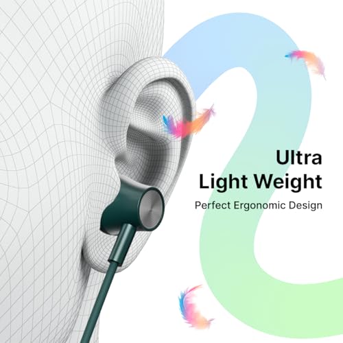pTron Tangent Evolve w/ 50Hrs Playtime, HD Mic, Pristine Sound, 14mm Drivers, Bluetooth V5.3 w/Dual-Device Pairing Wireless Neckband, Magnetic Buds, Voice Assistant,Type-C Fast Charging & IPX4(Green) - Image 7
