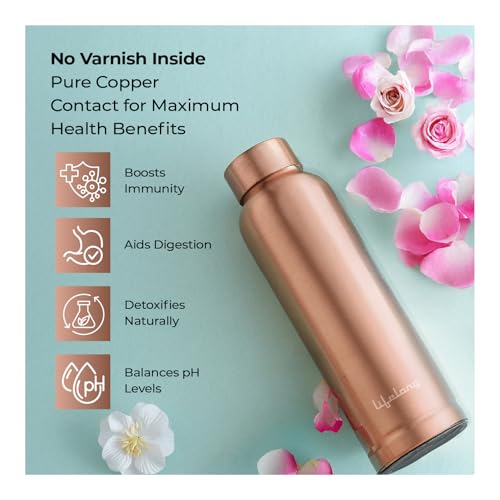 Lifelong 900 ml Copper Water Bottle | Natural alkaline water | Leakproof & Lightweight Design Boosts Immunity | Anti-Bacterial, BPA Free, Odour-Free with Secure Cap for School, Travel, Gym & Work - Image 5