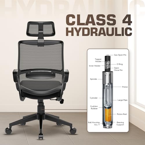 Da URBAN® Dysen Office Chair, High Back Mesh Ergonomic Home Office Desk Chair with 1 Year Warranty,Tilt Lock Mechanism (Black) - Image 5