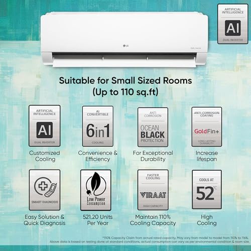 LG 1 Ton 4 Star DUAL Inverter Split AC (Copper, AI Convertible 6-in-1 Cooling, 4 Way Swing, HD Filter with Anti-Virus Protection, Faster Cooling & Energy Saving, TS-Q13JNYE, White) - Image 3