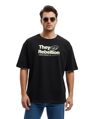 Cotton Blend Oversized Baggy Fit Half Sleeve Printed Round Neck Multicolor Drop Shoulder T-Shirt for Mens & Boys (Pack of 4) - Image 2