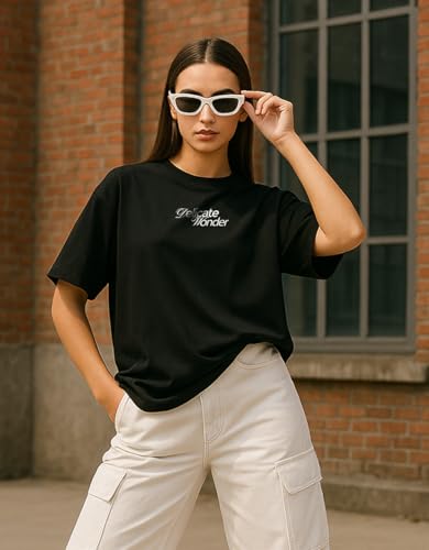 Cotton Blend Oversized Baggy Fit Half Sleeve Printed Round Neck Multicolor Drop Shoulder T-Shirt for Womens & Girls (Pack of 4) - Image 3