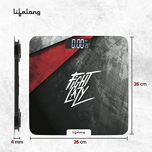 Lifelong ActiveFlex Weighing Scale (Fight Lazy Series LLWS45- Active Black)|Digital Weight Machine for Body Weight|Thick Tempered Glass with LCD Display|Bathroom Weighing Scale - Image 6