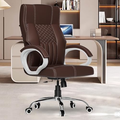 FUGO FG21 Orthopedic Boss Chair with 3-Years Warranty, Executive Office Chair Ergonomic High-Back Chair-Cushioned Seat & Armrests, Metal Base, Rocking Movement (Brown) - Image 3