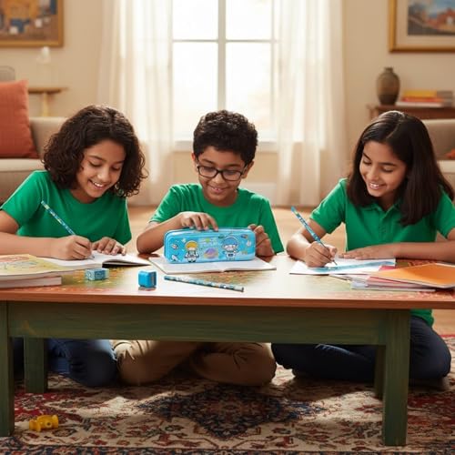 Crackles Stationary Kit for Boys and Girls with Pencil,Scale,Eraser Sharpener and Pencil Box - Stationary Kit Set for Girls/Boys Birthday Gift (Multicolor and Prints)- Pack of 6 - Image 2