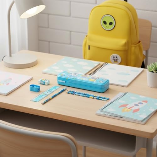 Crackles Stationary Kit for Boys and Girls with Pencil,Scale,Eraser Sharpener and Pencil Box - Stationary Kit Set for Girls/Boys Birthday Gift (Multicolor and Prints)- Pack of 6 - Image 5
