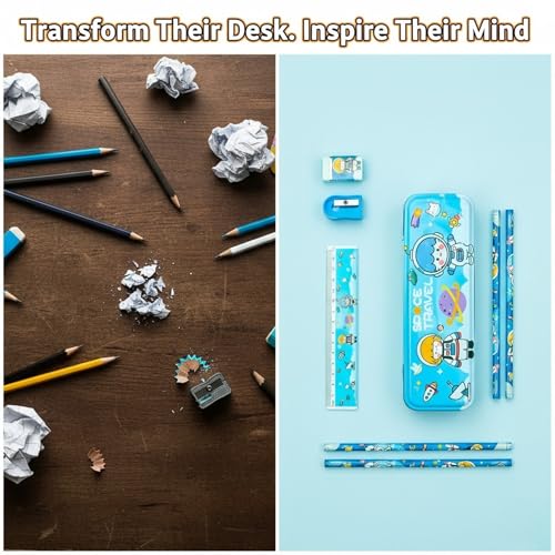 Crackles Stationary Kit for Boys and Girls with Pencil,Scale,Eraser Sharpener and Pencil Box - Stationary Kit Set for Girls/Boys Birthday Gift (Multicolor and Prints)- Pack of 6 - Image 7