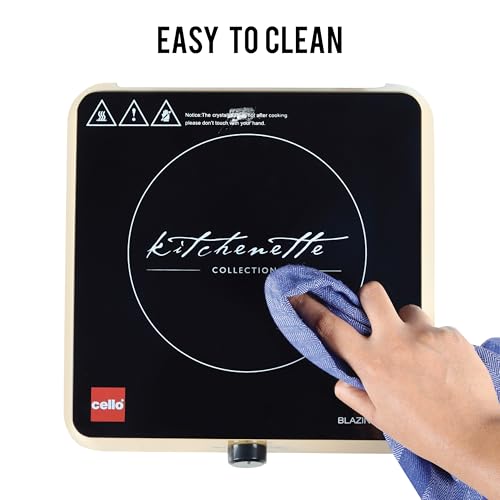Cello Induction Cooker Blazing 600+ | 1800 Watt Induction Cooktop | 2-in-1 knob design with Grade Crystal Shiny Glass Plate | Compact and Portable | Multi-Purpose Use | Golden - Image 7