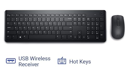 Dell KM3322W Wireless USB Keyboard and Mouse Combo, Anti-Fade & Spill-Resistant Keys, up to 36 Month Battery Life, 3Y Advance Exchange Warranty - Black - Image 4
