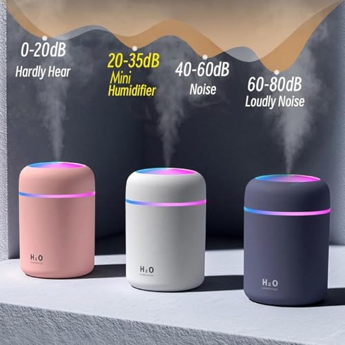 H₂O Air HUMIDIFIER for Bedroom | Portable Cool Mist Mini Humidifierr with Color Changing LED Light | Quiet USB Aroma Diffuser for Home, Office & Car | Relaxing Ambience (H₂O Humidifier) - Image 4