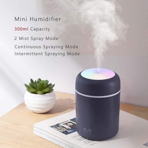 H₂O Air HUMIDIFIER for Bedroom | Portable Cool Mist Mini Humidifierr with Color Changing LED Light | Quiet USB Aroma Diffuser for Home, Office & Car | Relaxing Ambience (H₂O Humidifier) - Image 7