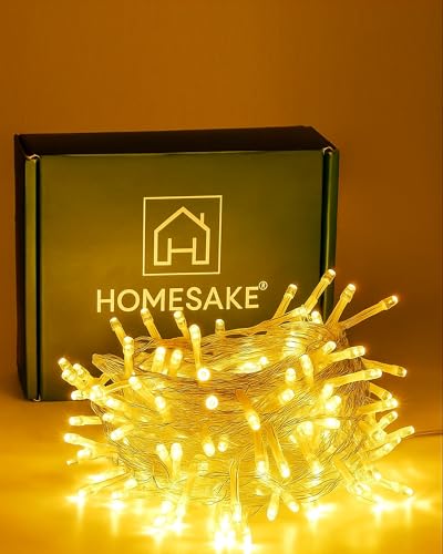 Homesake® 36 Feet Long 40 LED Power Pixel Serial String light Fairy Lights, Plug Sourced, Home & Outdoor light for christmas tree light corner Home, ornament setup festive decor (Pack of 1 Warm White)